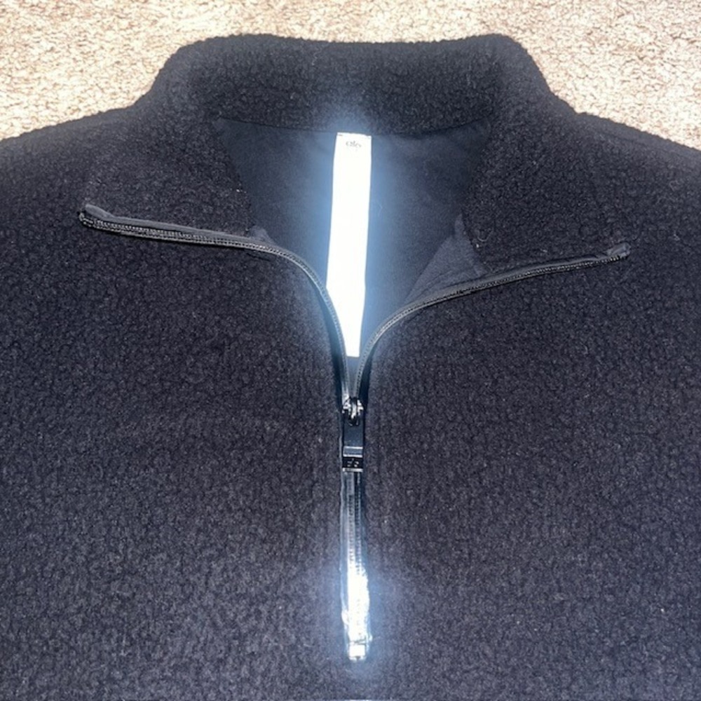 Alo Yoga Solstice Micro Sherpa Half Zip Crop Pullover Black Small - Picture 4 of 9